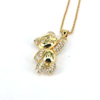Hip-hop Retro Punk Little Bear Copper Plating Inlay Zircon Gold Plated Pendant Necklace main image 3