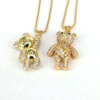 Hip-hop Retro Punk Little Bear Copper Plating Inlay Zircon Gold Plated Pendant Necklace main image 1