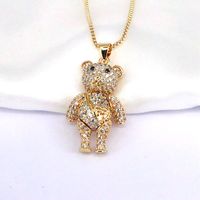Hip-hop Retro Punk Little Bear Copper Plating Inlay Zircon Gold Plated Pendant Necklace main image 2
