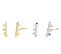 1 Pair Simple Style Geometric Sterling Silver Inlay Zircon White Gold Plated Gold Plated Ear Studs main image 1