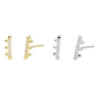 1 Pair Simple Style Geometric Sterling Silver Inlay Zircon White Gold Plated Gold Plated Ear Studs main image 6