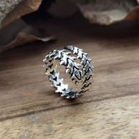 Hip-hop Retro Feather Alloy Asymmetrical Women's Open Ring main image 4