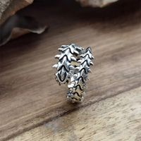 Hip-hop Retro Feather Alloy Asymmetrical Women's Open Ring main image 5