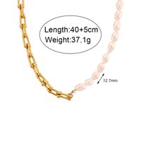 Vintage Style French Style Geometric Stainless Steel Freshwater Pearl Patchwork Plating 18k Gold Plated Bracelets Necklace sku image 2
