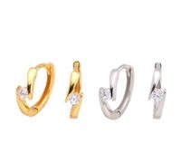 1 Paar Elegant Geometrisch Sterling Silber Inlay Zirkon Weißgold Plattiert Vergoldet Ohrringe main image 1