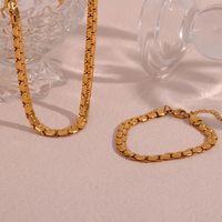 Simple Style Solid Color Stainless Steel Plating 18k Gold Plated Bracelets Necklace main image 1