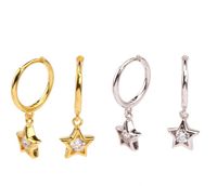 1 Pair Ins Style Pentagram Sterling Silver Inlay Zircon White Gold Plated Gold Plated Drop Earrings main image 1
