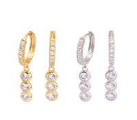 1 Pair Ins Style Round Sterling Silver Inlay Zircon White Gold Plated Gold Plated Drop Earrings main image 1