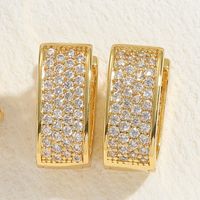 1 Pair Elegant Luxurious Classic Style Solid Color Asymmetrical Plating Inlay Copper Zircon 14k Gold Plated Hoop Earrings sku image 1