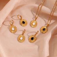 Simple Style Irregular Stainless Steel Enamel Plating 18k Gold Plated Earrings Necklace main image 4