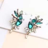 Baroque Style Flower Alloy Plating Inlay Artificial Gemstones Women's Ear Studs main image 2