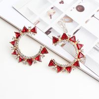 1 Pair Retro Triangle Plating Inlay Alloy Artificial Diamond Glass Ear Studs sku image 1