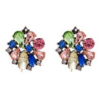 Glam Lady Flower Alloy Plating Inlay Artificial Crystal Women's Ear Studs sku image 4