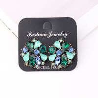 Glam Lady Flower Alloy Plating Inlay Artificial Crystal Women's Ear Studs main image 5