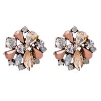 Glam Lady Flower Alloy Plating Inlay Artificial Crystal Women's Ear Studs main image 4