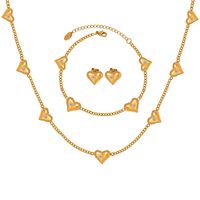 Elegant Simple Style Heart Shape Titanium Steel Inlay Zircon 18k Gold Plated Bracelets Earrings Necklace main image 7