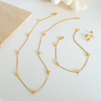Elegant Simple Style Heart Shape Titanium Steel Inlay Zircon 18k Gold Plated Bracelets Earrings Necklace main image 1