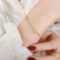 Elegant Simple Style Heart Shape Titanium Steel Inlay Zircon 18k Gold Plated Bracelets Earrings Necklace sku image 3