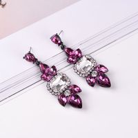 1 Pair Retro Geometric Inlay Alloy Resin Artificial Crystal Drop Earrings main image 1