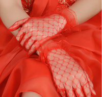 Women's Fashion Rhombus Lace Gloves 1 Pair sku image 1