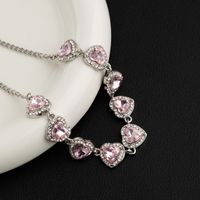 Sweet Shiny Heart Shape Titanium Steel Plating Inlay Zircon Necklace sku image 1