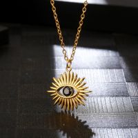 304 Stainless Steel 18K Gold Plated Casual Simple Style Plating Hollow Out Inlay Devil'S Eye Zircon Pendant Necklace Long Necklace main image 3