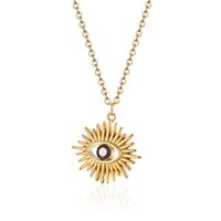 304 Stainless Steel 18K Gold Plated Casual Simple Style Plating Hollow Out Inlay Devil'S Eye Zircon Pendant Necklace Long Necklace main image 5