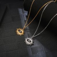 304 Stainless Steel 18K Gold Plated Casual Simple Style Plating Hollow Out Inlay Devil'S Eye Zircon Pendant Necklace Long Necklace main image 1