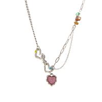 Sweet Heart Shape Alloy Titanium Steel Plating Chain Inlay Resin Women's Pendant Necklace Long Necklace main image 4
