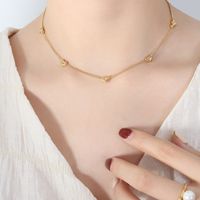 Elegant Simple Style Heart Shape Titanium Steel Inlay Zircon 18k Gold Plated Bracelets Earrings Necklace sku image 5