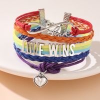 Romantic Rainbow Alloy Flannel Braid Alloy Valentine's Day Couple Bracelets main image 4