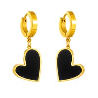 1 Pair Retro Simple Style Streetwear Heart Shape Titanium Steel Plating Drop Earrings main image 5