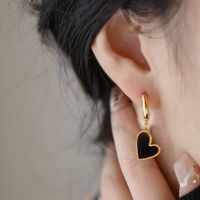 1 Pair Retro Simple Style Streetwear Heart Shape Titanium Steel Plating Drop Earrings main image 4