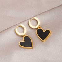 1 Pair Retro Simple Style Streetwear Heart Shape Titanium Steel Plating Drop Earrings main image 3
