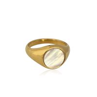 Basic Classic Style Geometric Titanium Steel Plating Inlay Shell 18k Gold Plated Rings main image 3