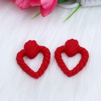 1 Pair Ig Style Modern Style Stripe Heart Shape Hollow Out Arylic Ear Studs sku image 9