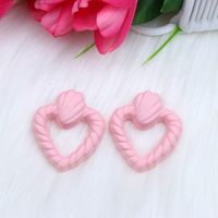 1 Pair Ig Style Modern Style Stripe Heart Shape Hollow Out Arylic Ear Studs sku image 7