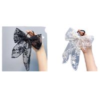 Sweet Solid Color Bow Knot Lace Embroidery Lace Hair Clip Rubber Band main image 3