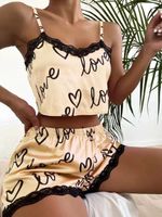 Women's Sexy Letter Polyester Satin Printing Shorts Sets main image 1