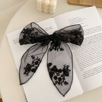 Sweet Solid Color Bow Knot Lace Embroidery Lace Hair Clip Rubber Band sku image 4