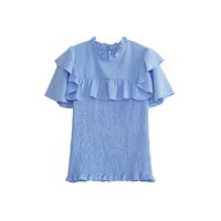 Women's Blouse Short Sleeve Blouses Ruffles Simple Style Solid Color main image 4