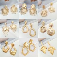 1 Pair Vacation Square Maple Leaf Heart Shape Plating Alloy Drop Earrings main image 1