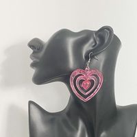Exaggerated Sweet Heart Shape Arylic Hollow Out Women's Drop Earrings main image 1