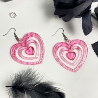 Exaggerated Sweet Heart Shape Arylic Hollow Out Women's Drop Earrings main image 4
