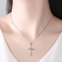Wholesale Simple Style Cross Heart Shape Sterling Silver Zircon Pendant Necklace main image 2