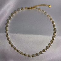 Ins-stil Geometrisch Rostfreier Stahl Kristall Süßwasserperle Perlen Überzug Armbänder Halskette sku image 6