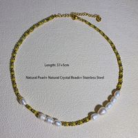 Ins-stil Geometrisch Rostfreier Stahl Kristall Süßwasserperle Perlen Überzug Armbänder Halskette sku image 4