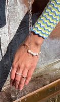 Ins-stil Geometrisch Rostfreier Stahl Kristall Süßwasserperle Perlen Überzug Armbänder Halskette main image 6