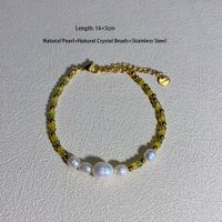 Ins-stil Geometrisch Rostfreier Stahl Kristall Süßwasserperle Perlen Überzug Armbänder Halskette sku image 1