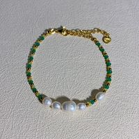 Style Ins Géométrique Acier Inoxydable Cristal Perle D'eau Douce Perlé Placage Bracelets Collier sku image 2